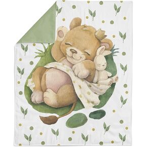 UNIQUE Lion Fabric Panel 29x39 in, Quilting Panel, Baby Quilt Panel, Cotton Baby Panel, Blanket Panels, Cotton Sateen Fabric Panel for Quilting, White