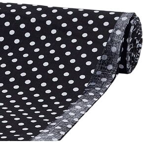 FINGERINSPIRE 1.09 Yards Black White Polka Dots Cotton Fabric 61 inch Wide Dots Printed Craft Fabric for Sewing Rectangle Cotton Fabric with Polka Dot Pattern Clothes Craft Fabric by The Yard