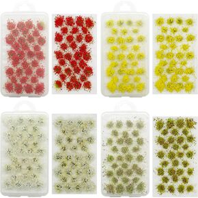 Cayway 64 PCS Static Grass Tuft Green Model Grass Tufts Railway Artificial Grass Miniature Grass Tuft Terrain Kit for DIY Model Railway Fairy Garden Diorama Scenery