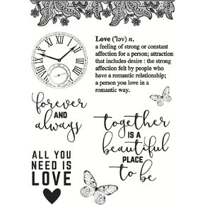 Arbuya Forever and Always Clock Valentine Day Sentiment Clear Stamps for Card Making Decoration and DIY Scrapbooking