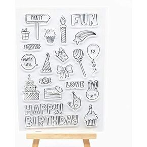 Welcome to Joyful Home 1pc Happy Birthday Fun Rubber Clear Stamp for Card Making Decoration and Scrapbooking