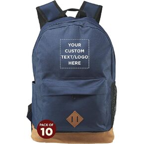 DISCOUNT PROMOS Multipurpose Laptop Backpacks Set of 10, Bulk Pack - Lots of Features for Everyday Use, Perfect for Employess, Businessman - Blue