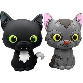 Warrior Cats Collectible 3D Figurines - Ravenpaw & Graystripe Twin Pack from The Warriors Book Series The Prophecies Begin, Officially Licensed Products