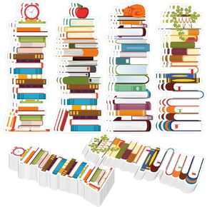 2 x 6.3 inch Book Tracker Bookmark 50PCS Paper Bookmark Double-Sided Reading Page Markers Bookshelf Design Card for Book Lovers