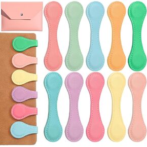 10Pcs Leather Magnetic Bookmarks, Cute Magnetic Bookmarks for Women, Men&Kids, Perfect Book Lovers Gifts, Personalized Magnetic Bookmark for Book Readers