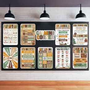 Funrous 10 Pcs Calming Corner Posters Space Themed Classroom Feeling Emotion Charts Mental Health Poster Decorations Calm Down Wall Art for Students Home Office School Educational Decor Supplies in Saudi Arabia