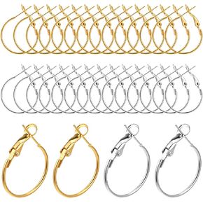 32 PCS Hoop أقراط النتائج سبيكة جولة أطواق القرط للمجوهرات التي تصنع أقراط مفتوحة أقراط الذهب الذهب سيلفر ديي كوربون فنية 20 ملم