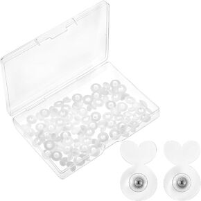 Earring Backs Droopy Ears, 50pcs Clear Silicone Earring Backs for Heavy Earrings, Rubber Replacements for Big Studs, Love Shape Earrings Back Lifters