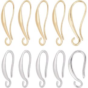 Beebeecraft 1 Box 20Pairs 2 Colors French Earring Hooks 18K Gold & Platinum Plated Brass Earwire with Loop Earring Findings for Earring Dangle Jewelry Findings