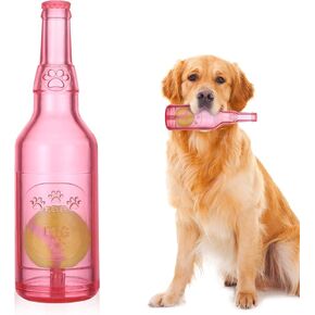 Water Bottle Dog Toy for Aggressive Chewers,Ball in Bottle Rubber Dog Toy,Cute Interactive Pet Rubber Cruncher for Dogs Aggressive Chewers Large/Medium/Small(Blue)
