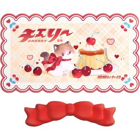 GeekShare Kawaii Mouse Pad Wrist Rest Set, Non-Slip Rubber Base Desk Mat and Memory Foam Wrist Rest for Gaming,or Home Office Work - Cat's Milk Tea Shop