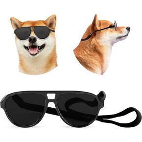 Dog Sunglasses Pet Supplies for Medium Large Breed Dogs with Adjustable Strap Black UV Protection Sun Glasses for Pet Riding Hiking Swimming Police Halloween Christmas Cosplay(Large)