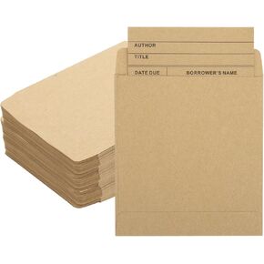140 Pieces Vintage Library Card Pockets Brown Library Card Envelopes with 140PCS Removable Adhesive Dots for School Office Public Library Books
