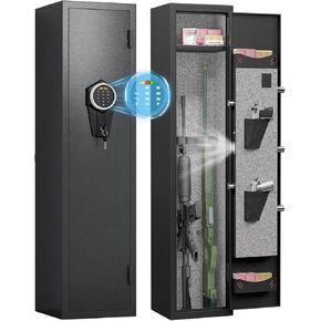 3-5 Fireproof Gun Safe, Quick Access Digital Rifle Gun Safes for Home Rifle and Pistols, Long Gun Safes for Rifles and Shotguns with Touchscreen Pad, Mute Function, Dual Alarm & Metal Box