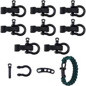 UNICRAFTALE 10 Sets Adjustable Black Screw Pin Shackle Survival Bracelet Clasps Metal Bow Anchor Shackle Clasps D Shackle Clips for Survival Bracelet Jewelry Making 27mm Long