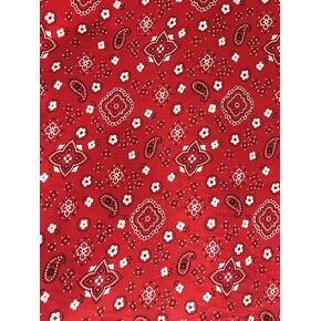 SAL TEX FABRICS, Paisley Bandanna Polyester Cotton Print Fabric, Sells by The Yard, Black, Royal, RED, Navy, Pink, Turquoise, White, Baby Blue. (RED)
