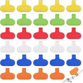 30 PCS Self Adhesive Cable Labels, Oval Cord Label, Multi-Color Cable Labels Tags, Hook and Loop Wire Tags, Writable Oval Tag for Computers Cables Management and Identification