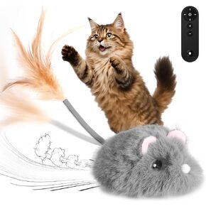 Remote Control Cat Toy 3 Adjustable Speeds Interactive Cat Toys for Indoor Cats Plush Realistic Mouse Automatic Cat Toy