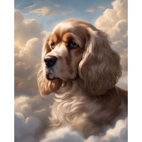 SVINOILER Dog Themed Oil Painting, Cocker Spaniel, Paint by Numbers on Canvas, Painting Kits Includes Paintbrush and Pigments, 40x50cm