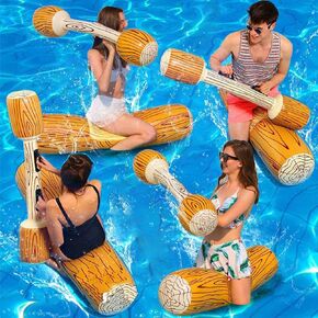 8 Pcs Inflatable Pool Float Battle Log Rafts, Outdoor Fun Sports Gladiator Raft for 4 Players Adults Children