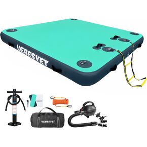Floating Dock Inflatable Platform, 6/8 Inch Thick Multi-Person Swim Inflatable Floating Dock Floats with Storage Bag for Beach Lake Boating Pool