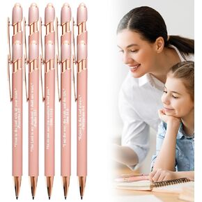 Bible Verse Ballpoint Pen Set, 2025 New Personalized Pens with Stylus, 10pcs Rose Gold Inspirational Motivational Quotes Ballpoint Pens (#A)