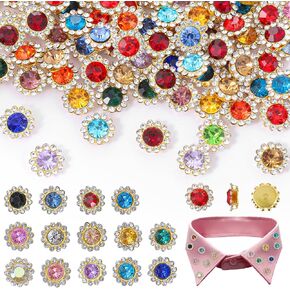 100pcs خياطة على أحجار الراين ، أشكال عباد الشمس القاعدة الزجاجية الكريستالية خياطة زهرة مخلب أحجار الراين غير المتسابقين لبطاطا DIY واللباس والزينة وملحقات الخياطة (مزيج الألوان)