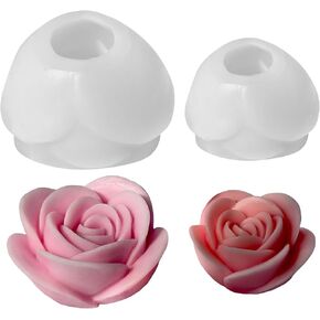 2Pcs Rose Candle Mold for Candle Making, Flower Molds Silicone, Resin Casting Molds, DIY Epoxy Resin Casting Handmade Soap Wax Mould for Home Decor
