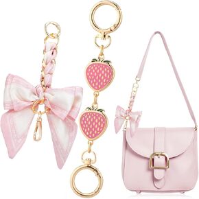 2 Pieces Cherry and Strawberry Purse Chain Strap,135mm Metal Purse Strap Extender Chain with Buckles, for Shoulder Bag, Handbags