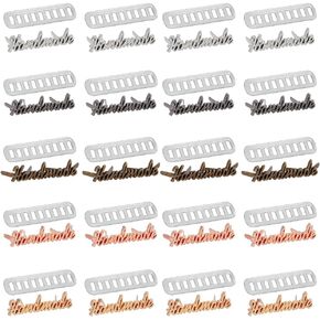 5 Colors, 4pcs/Color Handmade Metal Letter Tags Label with Shim Zinc Alloy Hand Made Purse Bags Sewing Labels for DIY Craft Jewelry Making Shoes Jeans
