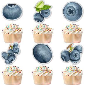 Fruity Blueberry Cake Toppers Kids Happy Birthday Berry Decorations for Boys and Girls Birthday Party, Summer Fruit Party, Baby Shower Decorations.