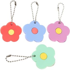 SAFIGLE 4pcs Flower Key Covers Caps: Cute Rubber Key Rings for Easy Identification Soft Protector Sleeves - Labels Protector Caps for Home Apartment Accessories(Purple Green Blue and Orange)