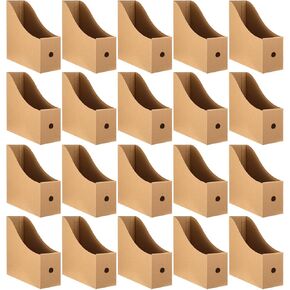 20 Pack Cardboard Magazine File Holders, Sturdy Book Bins for Classroom Library, 10.6'' ×10.2'' ×3.5'' Inch Vertical File Folder Box