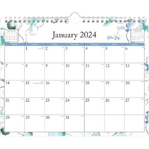 Blue Sky 2024 Monthly Wall Calendar, January - December, 11" x 8.75", Wirebound, Wide Blocks, Lindley (101593-24)