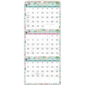 2026 Calendar - 3 Month Wall Calendar 2026 Display (Folded in a Month), Jan.2026 - Dec.2026, 11.25" x 26", 20206 Wall Calendar, 3 Month Calendar, 3 Month Vertical Calendar with Thick Paper - Floral