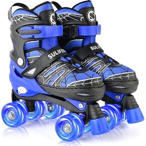 SULIFEEL Adjustable Kids Roller Skates for Boys Ages 3-5 5-8 6-12 with 4 Sizes Adjustable Light up Wheels, Best Children Gift for Beginners Indoor Outdoor Sports