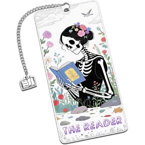 Halloween Gothic Horror Bookmarks, Skeleton Tarot Bookmark, Halloween Basket Stuffers, Spooky Boo Basket Stuffers for Teen Adult, Book Lover Gifts for Women, Tarot Skull Birthday Gifts for Girls Boys