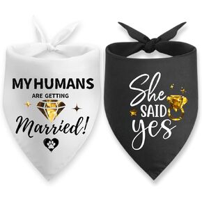 INNObeta Wedding Dog Bandana, Engagement Gifts with My Humans are Getting Married and She Said Yes, 2 Pack