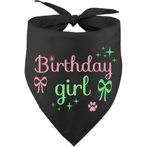 Dog Birthday Bandana Girl, Triangle Dogs Bandanas Dog Party Supplies Pink Girls Birthdays Gift Plaid Bibs Scarf Adjustable Accessories for Small Medium Large Puppy Pet