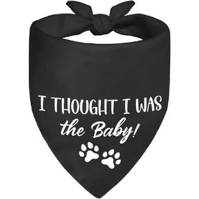 I Thought I was The Baby Black Dog Bandana, Pregnancy Announcement Gender Reveal Puppy Scarf Photoshoot Prop for Dog Lover Gifts, Shower Gifts for New Baby