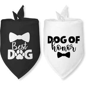 Best Dog Wedding Bandana 2 Pack Dog Bandana for Dogs Perfect Engagement Announcement Engagement Gift for Couples Pet Scarf for Small Medium Cats Dogs