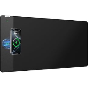 Magnetic Wireless Charging Mouse Pad, Gaming Mouse Pad, 31.5"x15.8" Large Desk Mat for Laptop/Keyboard, Waterproof Smooth Surface, Non-Slip Base, Black