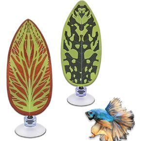Betta Fish Tank Decor,2 PCS Beta Fish Toys,Betta Fishs Leaf Hammock for Sleeping Resting Hiding Playing Breeding
