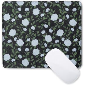Cabbrix Mouse Pad with Floral Design, Computer Mouse Pad 9.5 x 8 Inches, Waterproof Non-Slip Rubber Base Mouse Mat for Wireless Mouse and Laptop for Desk (White)