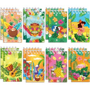 24 Pcs Mini Hawaii Spiral Notebook 3.9 x2.4 Inch Tropical Luau Watercolor Journal Lined Memo Pad Preppy Mini Top Spiral Notebook Office Supplies for Hawaii Beach Party Favors