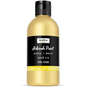 Nicpro Black Black Airbrush Paint (8.45 Oz ، 250 مل) جاهزة لرش دهانات فرشاة الهواء الأكريليك القائمة على الماء للنموذج ، الخشب ، القماش ، المعادن ، البلاستيك ، الجلود ، للمبتدئين والفنانين