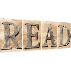 Reading Posters Read Sign Set Industrial Wood Library Decor Classroom Reading Corner Decoration Classroom Supplies Decor Bulletin Board for Daycare Kindergarten Preschool Middle School