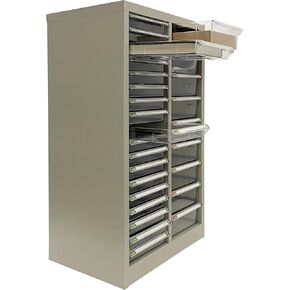File Cabinet Parts Cabinet Plastic Drawer Storage with 9 Medium and 18 Small Clear Drawers Combination for Documents Makeup Nail Salons Offices Bolts Nuts Legos Beads Lateral