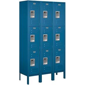 Salsbury Industries 63352BL-U Triple Tier 36-Inch Wide 5-Feet High 12-Inch Deep Unassembled Standard Metal Locker, Blue