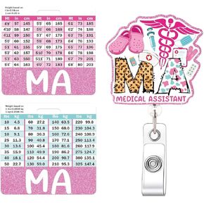 Nursing Student Badge Reel and Buddy,Badge Reel Retractable Badge Clip with w/Height & Weight Conversion Charts, Gifts for Nurse Student Doctor Medical Assistant Badge Accessories